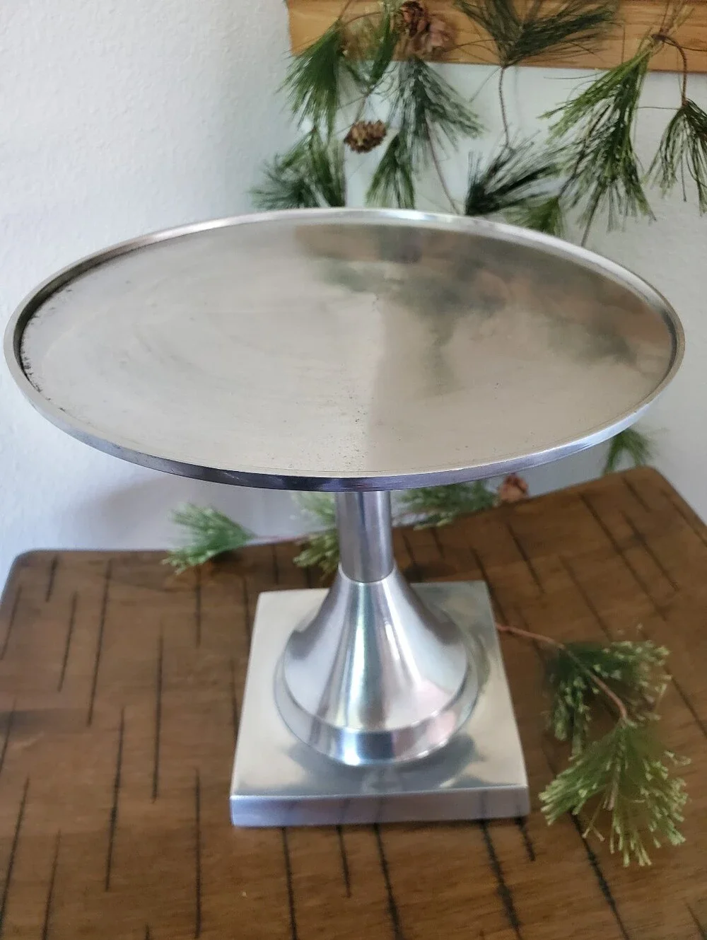 Global Views India Vintage Stainless Steel Pedestal Cake Stand Display Tazza